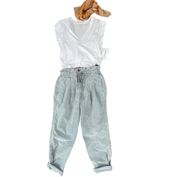 FREE PEOPLE Margate Pleated Trousers Washed Out Aqua Green Size XS - Picture 4 of 8